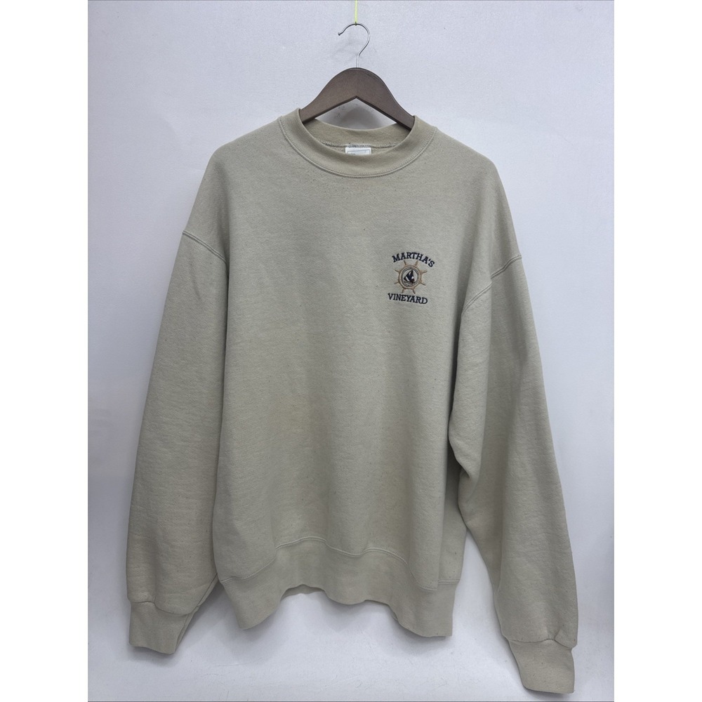Vintage Pro Player Martha's Vineyard Embroidered Sweatshirt Beige Size XLarge